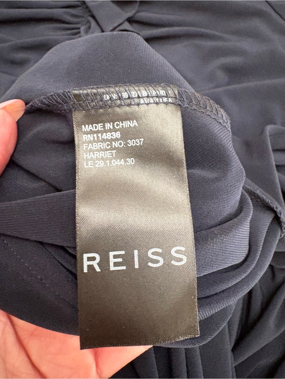 Reiss Harriet Night Navy Ruched Ruffle Bodycon Mini Dress US 0 luxury old money - Picture 7 of 8